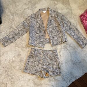 ASOS High Waist Snake Print Shorts - Gray